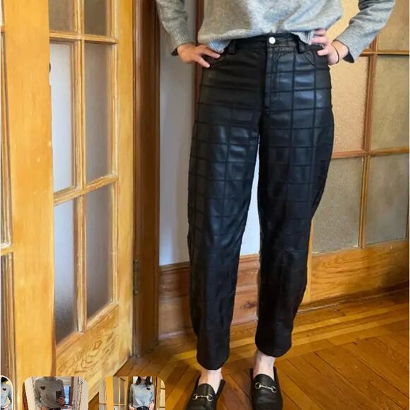 Baum und Pferdgarten Black Faux Leather Pants Size 8 Quilted Baggy Tapered $279 - Picture 8 of 14